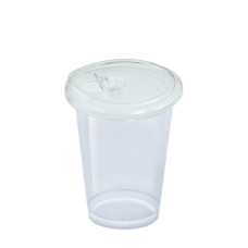 Пластиковый стакан с крышкой-поилкой PET 14oz 400мл