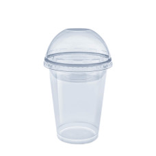 Пластиковий купольний стакан з кришкою PET 12oz 300мл