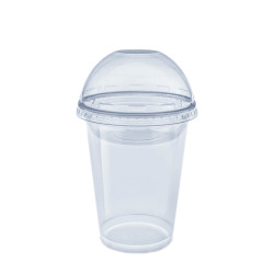 Пластиковый купольный стакан с крышкой PET 12oz 300мл