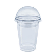 Пластиковий купольний стакан з кришкою PET 14oz 400мл