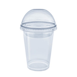 Пластиковый купольный стакан с крышкой PET 14oz 400мл 