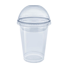 Пластиковый купольный стакан с крышкой PET 16oz 500мл 