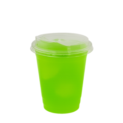 Пластиковый стакан с крышкой-поилкой PET 12oz 300мл