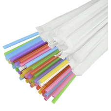 Трубочки пластикові товсті кольорові в паперовій упаковці 300шт