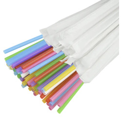 Трубочки пластиковые толстые цветные в бумажной упаковке 300шт