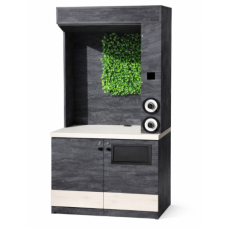 Тумба для кофейни самообслуживания с подстветкой серая